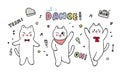 Cartoon cute Three cats dancing .