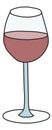 Doodle cartoon hipster style colored vector illustration. A red wine glass. Good for bar restaurant menu ads decoration