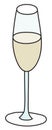 Doodle cartoon hipster style colored vector illustration. A white sparkling wine, cava, champagne or prosecco flute