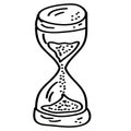 Doodle cartoon hourglass on a white background