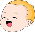 doodle cartoon illustration, baby kids head laughing happily