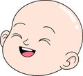 doodle cartoon illustration, head of a bald baby boy laughing happily Royalty Free Stock Photo