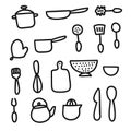 Doodle cartoon kitchen elements Royalty Free Stock Photo