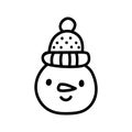 Vector cartoon snowman illustration. Black and white colors. Hand drawn doodle snowman Royalty Free Stock Photo