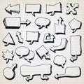 Doodle Cartoon Speech Bubbles Set