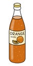 Doodle cartoon style bottle of orange soda orangeade. Refreshing soft drink, cocktail ingredient. For card, stickers