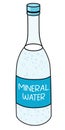 Doodle cartoon style sparkling mineral water in a bottle. For card, stickers, posters, bar menu or cook book recipe