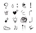 Doodle cartoony expression sign set on white background Royalty Free Stock Photo