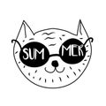 Doodle Cat in sunglasses. summer mood