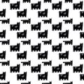 Doodle cats seamless pattern. Black and white cute background. Great for coloring book, wrapping, printing, fabric and textile. Royalty Free Stock Photo