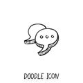 Doodle chatting icon. Text bubble.