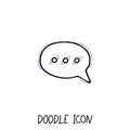 Doodle chatting icon. Text bubble.