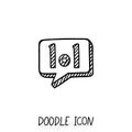 Doodle chatting icon. Text bubble.