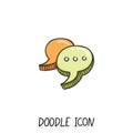 Doodle chatting icon. Text bubble.