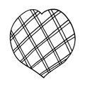 Doodle checkered heart, isolated vector element, outline drawing. Saint Valentins day.