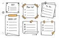 Doodle checklist set. To do, task list