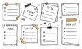 Doodle checklist set. To do, task list