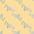 Doodle cheetah seamless pattern. Hand drawn cute leopard endless wallpaper. Wild animals background Royalty Free Stock Photo