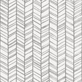 Doodle chevron seamless pattern. Vector hand drawn striped background with herringbone scribble lines. Gray and white