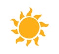 Doodle childish sun icon. Scribble yellow sun with rays symbol. Doodle children drawing. Hand drawn burst. Hot weather