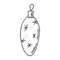 Doodle Christmas ball,hand drawn decoration,New Year toy,festive element.Use for holiday cards,coloring book, posters,banners, Royalty Free Stock Photo