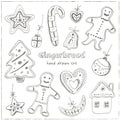 Doodle Christmas cookies.Vintage illustration for identity, design, decoration, packages product and interior decorating