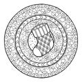 Doodle Christmas sock on ethnic mandala. Royalty Free Stock Photo