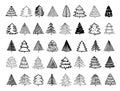 Doodle christmas tree. Hand drawn elements. Royalty Free Stock Photo