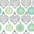 Doodle Christmas tree ornaments vector seamless pattern. Hanukkha repeating hand drawn background illustration New Year Royalty Free Stock Photo