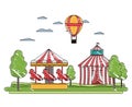 Doodle circus and mechanical horse ride with air balloon