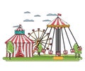 Doodle circus and mechanical swing chair carnival