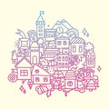 Doodle city vector illustration