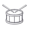 Doodle of classic wooden drum with drumsticks