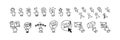 Doodle click icons set. Hand finger cursor pointer. Enable notifications. Customer five star rating and testimonials. Shop now and Royalty Free Stock Photo