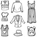 Doodle of clothes object set