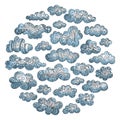 Doodle clouds drawn by hand. Vector. A set of elements.