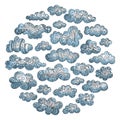 Doodle clouds drawn by hand. Vector. A set of elements. Royalty Free Stock Photo