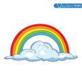 Doodle Clouds and rainbow, Hand Drawn Vector