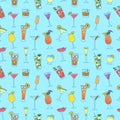 Doodle cocktails seamless pattern