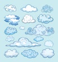 Doodle Collection of Hand Drawn Vector Clouds.