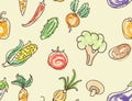 Doodle color vegetables seamless pattern