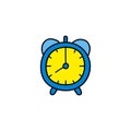 Doodle colored alarm clock. Royalty Free Stock Photo