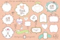 Doodle colored labels, badges,frame,decor element.Love set