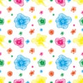 Doodle colorful flowers seamless pattern.Vector.