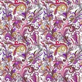 Doodle colorful pastel floral hand draw seamless pattern