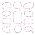 Doodle colorful speech bubbles. Hand drawn speech bubbles in comic style. Vector dialog windows. Royalty Free Stock Photo