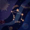 Doodle constellation of the libra Symbol of the zodiac signs Vector illustration of astrology and astronomy. Horoscopes Royalty Free Stock Photo