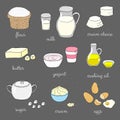 Doodle cooking ingredients set. Royalty Free Stock Photo
