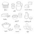 Doodle cooking ingredients set. Royalty Free Stock Photo