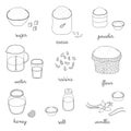 Doodle cooking ingredients set. Royalty Free Stock Photo